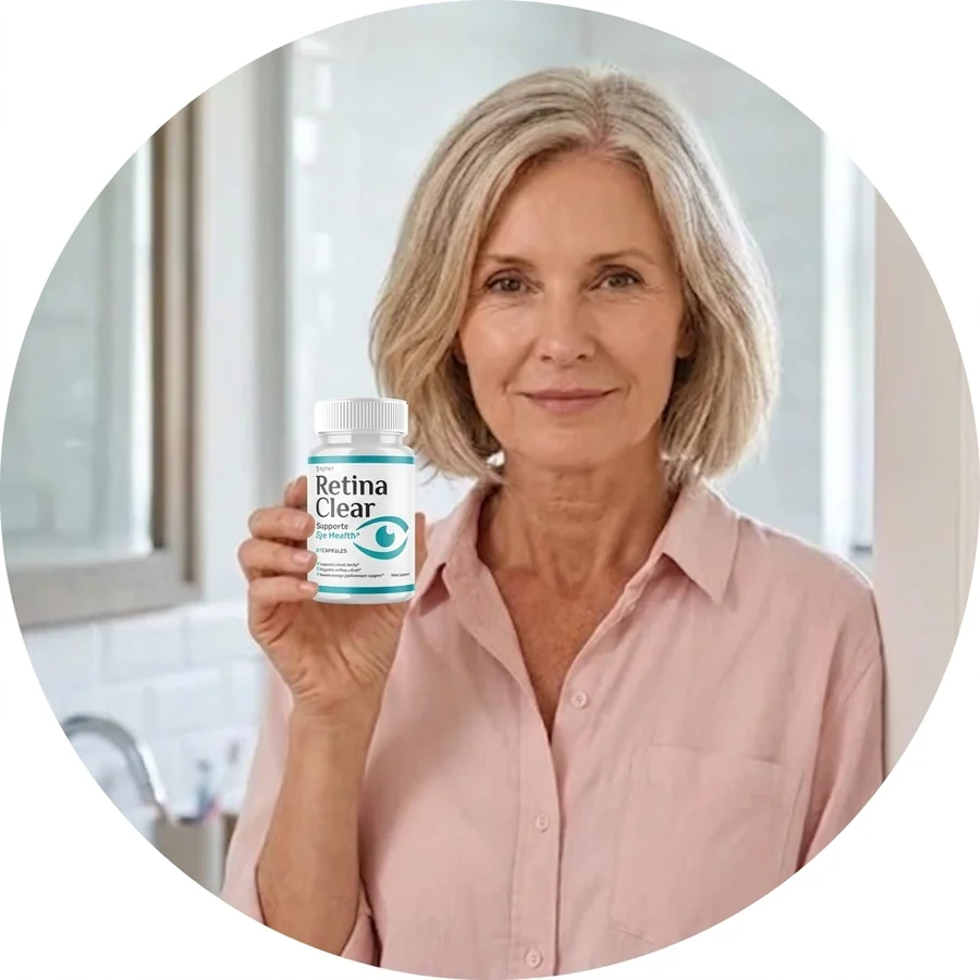 Elaine holding Retina Clear